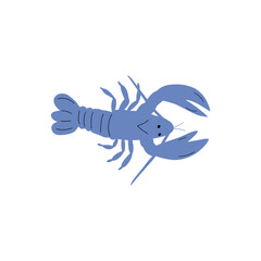 Crayfish Character sea animal on deep background. Wild life illustration. Underwear world. Vector illustration.