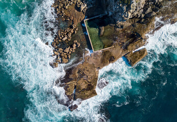 Aerial View of North Curl Curl Rock Pool on the Northern Beaches of Sydney in Australia