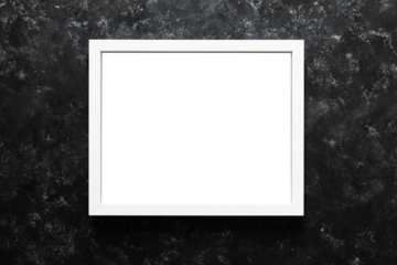 white rectangular picture frame mock-up with copy space for yout text or image on top of black background