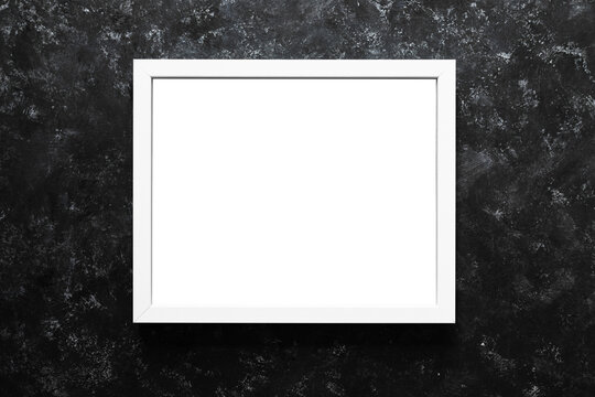 white rectangular picture frame mock-up with copy space for yout text or image on top of black background