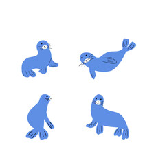 Seal Character sea animal on deep background. Wild life illustration. Underwear world. Vector illustration.