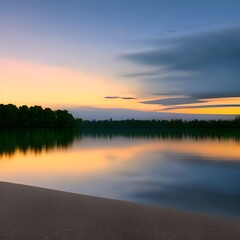 Obraz premium sunset over the river AI