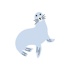 Seal Character sea animal on deep background. Wild life illustration. Underwear world. Vector illustration.