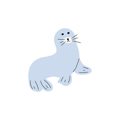 Seal Character sea animal on deep background. Wild life illustration. Underwear world. Vector illustration.