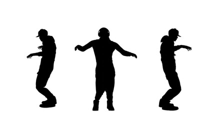 Black silhouette on a white background man dance hip hop . can use invert for alpha chanel