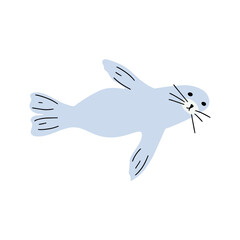 Seal Character sea animal on deep background. Wild life illustration. Underwear world. Vector illustration.