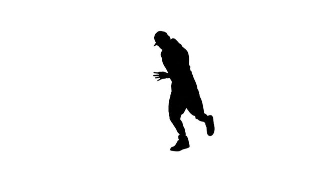 Black silhouette on a white background man dance hip hop . can use invert for alpha chanel