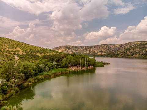 View of the lake and surroundings under a beautiful sky. Turkey - Ankara - Eymir Lake