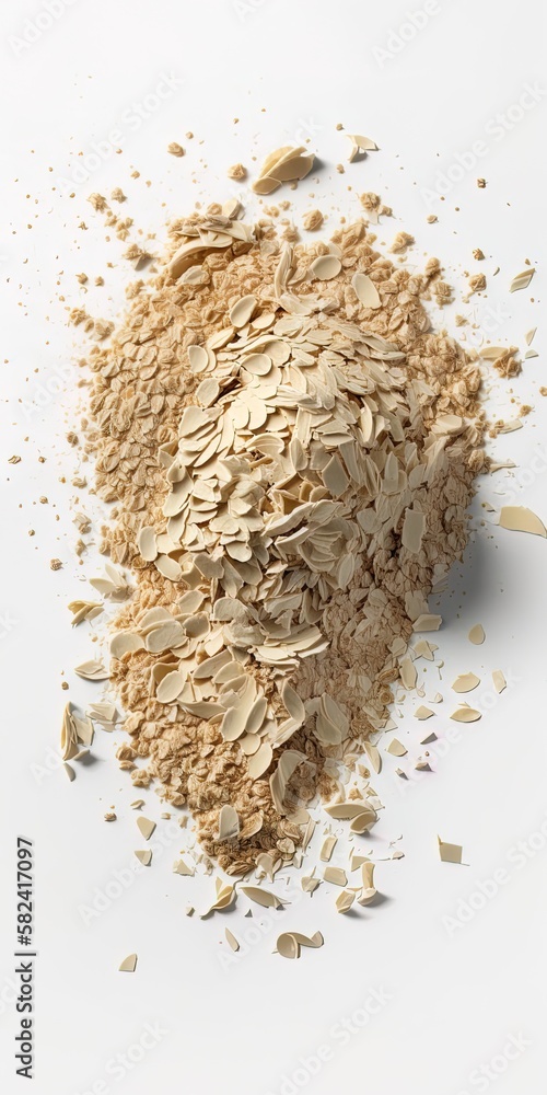 Poster scattered oats with a blank white backdrop for text generative ai