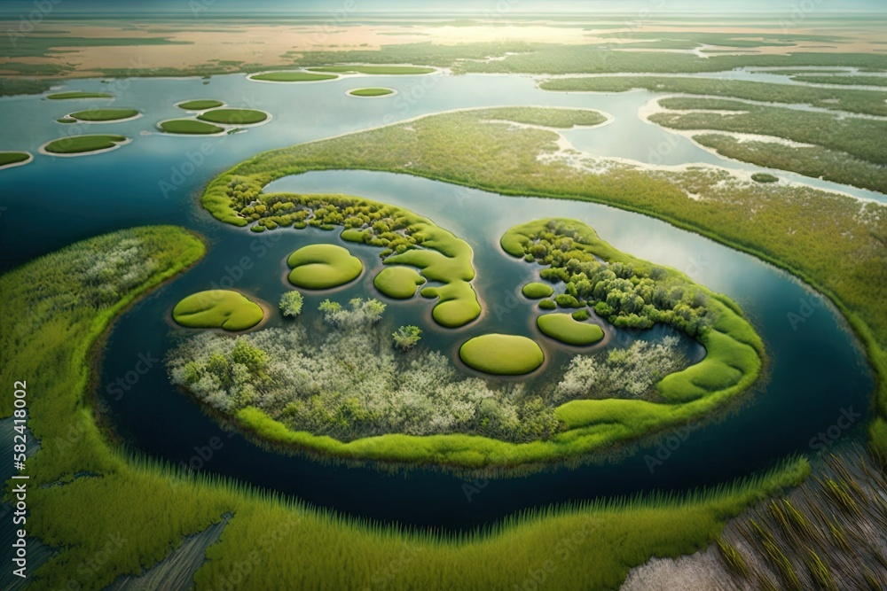 Poster elevated views of atlantic coast marshland generative ai