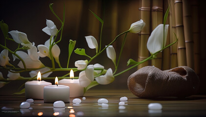 The Calm Oasis: A Tranquil Scene Spa with Candles and Flowers