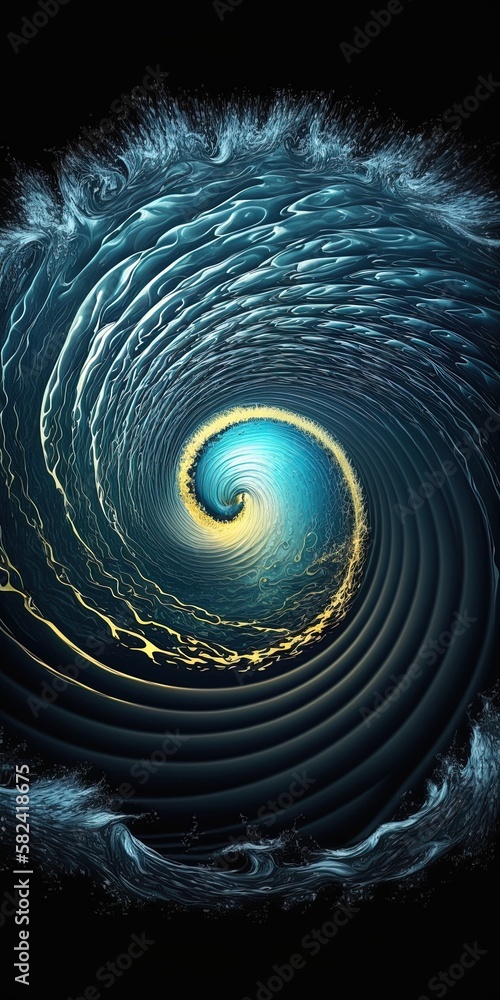 Poster circle of whirling water as an abstract backdrop generative ai