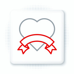 Line Heart icon isolated on white background. Romantic symbol linked, join, passion and wedding. Valentine day symbol. Colorful outline concept. Vector