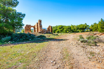 Ruins of abandoned miners' houses in Lavrion region