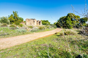 Fototapeta premium Ruins of abandoned miners' houses in Lavrion region