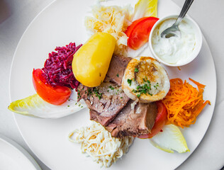 Rose beef steak with Vegetables