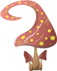 Beautiful hand drown fantasy mushrooms set. Vector magic unusual nature elements, isolated on white background