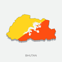 Obraz premium Bhutan map and flag. Detailed silhouette vector illustration