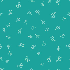Green USB symbol icon isolated seamless pattern on green background. Vector