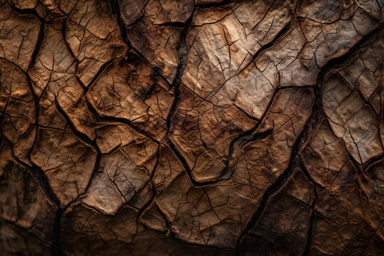 Abstract natural pattern of cracked crust texture with a brown and black color scheme. Created with Generative AI.