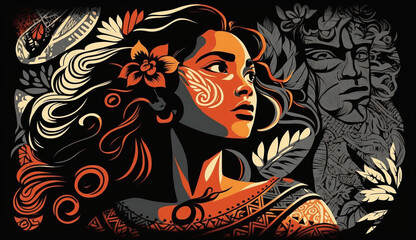 Polynesian art series of a young girl