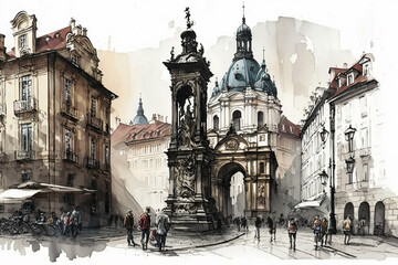 Naklejka na ściany i meble Old town of Prague.