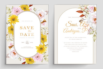 wedding invitation with floral illustration