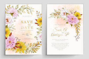 wedding invitation with floral illustration