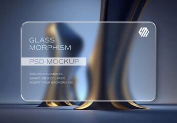 Glossy Frosted Glass Morphism Mockup on Editable Background