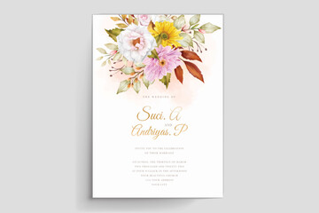 wedding invitation with floral illustration