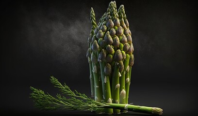  a stalk of asparagus with a sprig of dill.  generative ai