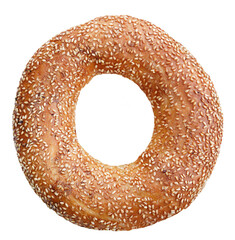 Simit - bagel with sesame seeds isolated clear background - obrazy, fototapety, plakaty