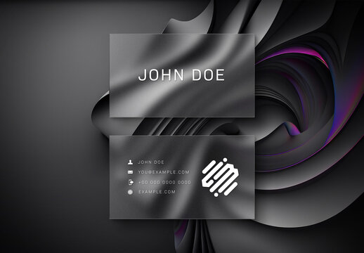 Two Business Cards Mockup with Transparent Glass Effect