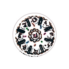 Color sketch of a birthday cake with transparent background