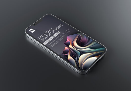Smartphone Mockup on Black with Editable Colors