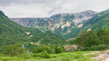 Fototapeta na wymiar Scenery panoramic mountain landscape of Kamchatka Peninsula