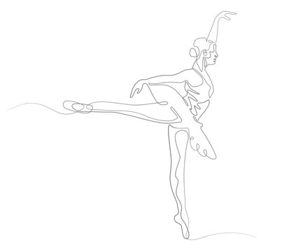 Vector One Line Drawing of a Ballerina