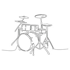 Vector One Line Drawing of a drumkit