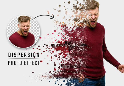Dispersion Photo Effect with Exploding Pixels Mockup