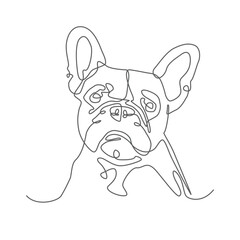 Vector One Line Drawing of a french bulldog