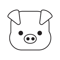 Pig Black and White Icon
