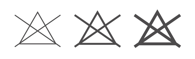 Clothes care icon, DO NOT BLEACH. International marking of fabric on the label. Set of washing symbol of different thickness.