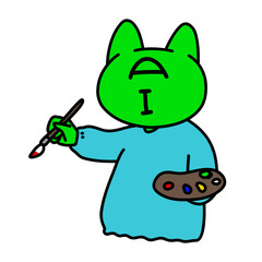 お絵かきをする猫型人工知能（サイバー）