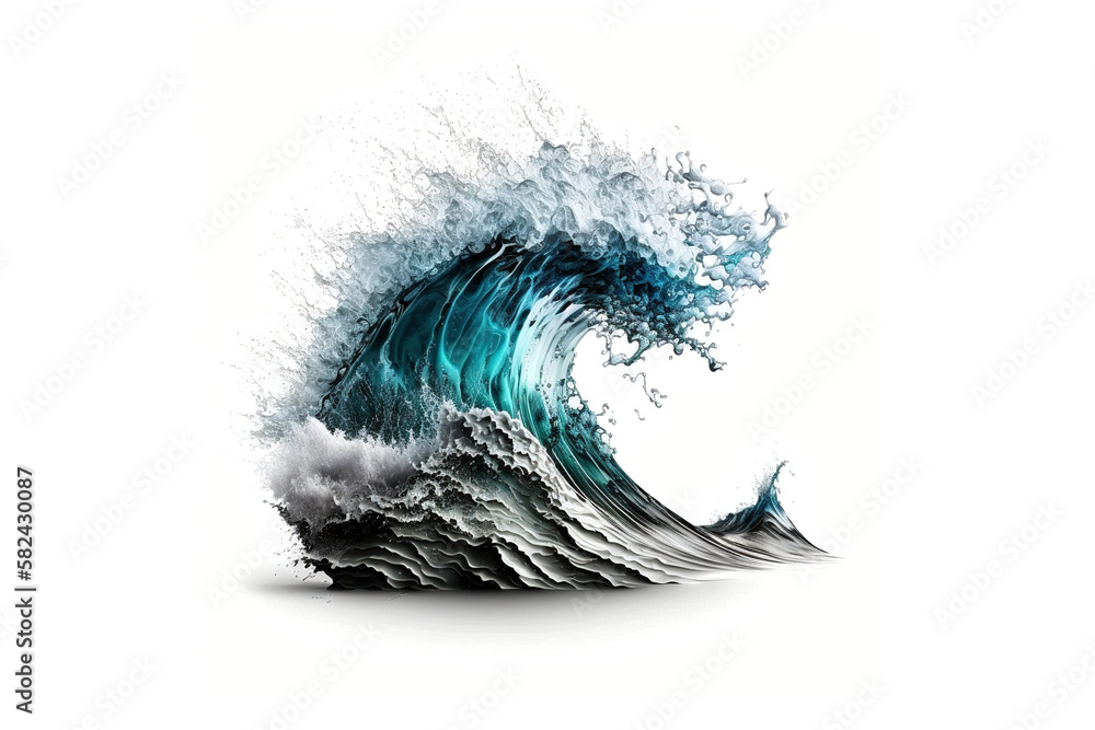 Poster wave is isolated on a white background. generated by ai