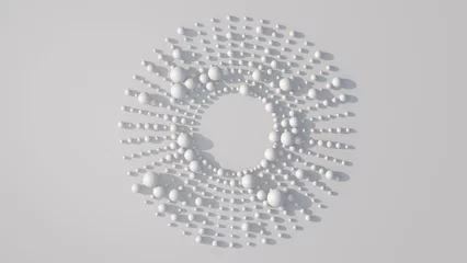 Fotobehang Circles with white balls. Abstract illustration, 3d render. © dinachi