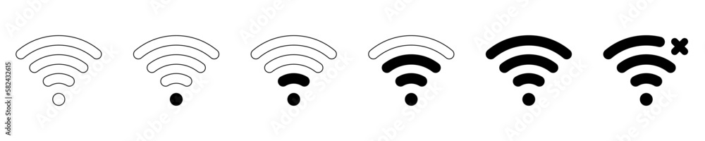 Poster wifi signal icons set. set of sign for connect of network. signal quality. wireless internet symbol.
