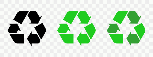 Ser of recycle icons set. Black and green recycle symbol. Vector illsutration.