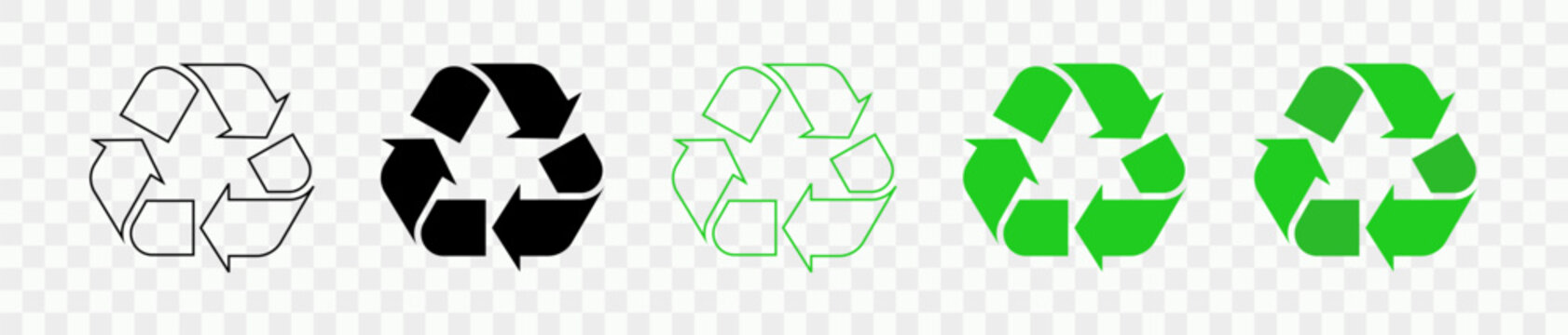 Ser of recycle icons set. Black and green recycle symbol. Vector illsutration.