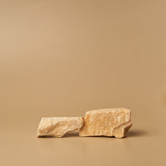 A podium, stand, stage or platform made of two natural stones for the presentation of your products with space for copying. High quality photo
