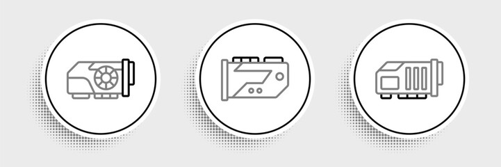 Set line Video graphic card, and icon. Vector